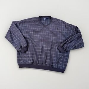 VTG Jantzen Winbreaker Men XL Blue Tennis Golf Window Pane Check 90s